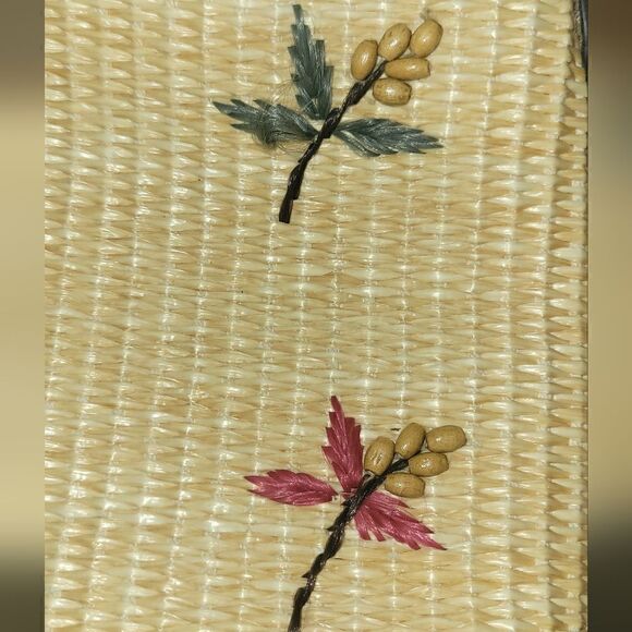 Vintage Fossil Woven Leather Beaded Floral Embellish Purse Shoulder Bag Handbag - Picture 3 of 16